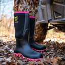 TIDEWE Rubber Boots for Women with Steel Shank, Waterproof Rain Boots Multi-Season, 6mm Neoprene Sturdy Rubber Outdoor Hunting Boots Next Camo G2 (Pink & Green)  7