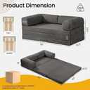 Erament Futon Sofa Bed Queen, Convertible Tri Folding Mattress Couch Bed Foldable with Removable Armrests & Washable Cover, Floor Mattress with High-Density Foam, Small Couch Bed, Queen, Grey