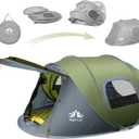 Night Cat Pop-up Camping Tent: 2 Person Tent Waterproof Instant Easy Setup Family Tent (2 Persons (9.5x6.6x4 ft), Dark Green)