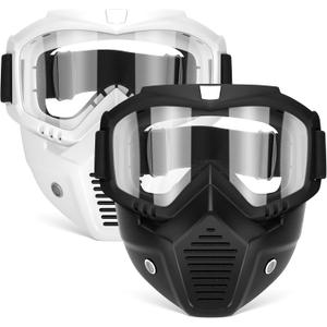 POKONBOY Detachable Masks, Tactical Mask with Goggles Compatible with Nerf Rival, Apollo, Zeus, Khaos, Atlas, & Artemis Blasters Rival Mask (Black+White)