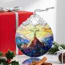 Christian Cross Stained Glass Ornament | Christmas Ornament | Christmas Tree Ornaments - Christian Home Decor  Religious Gifts, Xmas Gifts & Holiday Present, Easter Faith Cross Decor