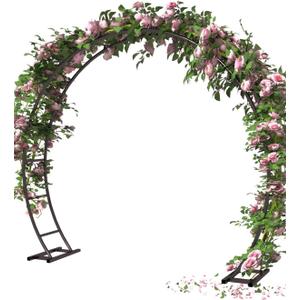 Queension Metal Arch Backdrop Stand 8Ft Wide 7Ft High, Wedding Arch Frame for Wedding Decorations, Balloon Arch Stand with Base for Ceremony, Outdoor Garden Arch Trellis for Climbing Plants, Black