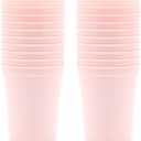BLUE PANDA Reusable Plastic Cups - 16 Oz, Light Pink, 24 Count - Light Pink Stadium Tumblers & Pastel Stadium Cups - Washable Bulk Drinkware