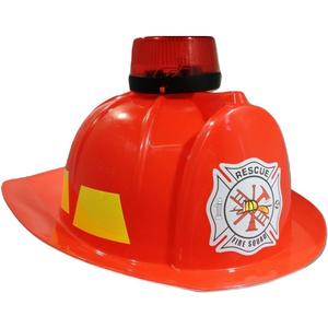 Fire Chief Fireman Fighter Helmet Red Hat with Siren Light Costume