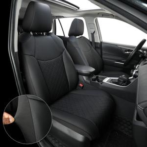 GIANT PANDA Full Set Car Seat Covers Custom Fit for Toyota Rav4 2013 2014 2015 2016 2017 2018 Rav 4 LE (Not for Hybrid Version),Front and Rear/Back Faux Leather Seat Covers, Polyester Fiber(Black)