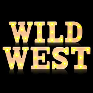 Western Party Decorations Wild West Light up Letters Sign West Cowboy & Cowgirl for Birthday Western Baby Shower Party Tabletop Decor Photo Props Supplies