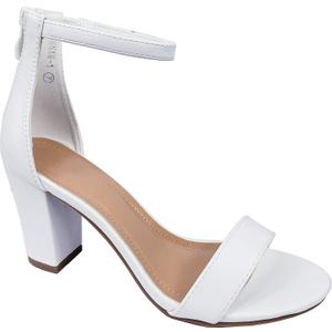 Over the Toe Strap Ankle Wrap Strap Heel Open Toe Medium Heel (6.5, White)