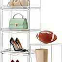 Clear Stackable Storage Bins, Acrylic Display Case, Acrylic Boxes with Lids, Magnetic Lid Storage Bins for Handbags & Purse, Large Figures Collectibles, Storage Box for Home Organization (5 Pack)