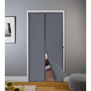Premium Magnetic Door Insulation Cover - Thermal Curtains, Blackout & Grey Fabric, Seasonal Insulation Kit (Gray)