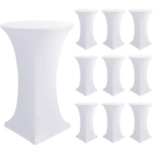 Enjoyidea Cocktail Table CoversSpandex Round High Top Table Cloths 10 Pack 32x43 InchWhite Stretch Fitted Bar Tall Tablecloth for Pub Bistro Highboy Party Event Banquet Height Folding Satnding
