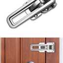Door Swing Bar Lock Latch with Extra Buckle Lock, Guard Lock for Front and Inside Door, Hinged Swingin Doors Reinforcement Lock, Home Security Door Stopper, Safety Childproof, Zinc Alloy, SN (Silver)