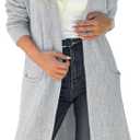 Saodimallsu Womens Long Cardigan Sweaters 2025 Oversized Open Front Checkerked Sweater Trendy Knit Jacket with Pockets