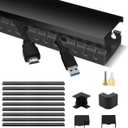 Cable Raceway Kit, Stageek Cable Management System Open Slot Wiring Raceway Duct with Cover, On-Wall Concealer Organizer for Cable Pass to Hide Wires Cords for TVs, Computers - 9x15.4inch, Black