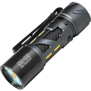 SK03 1000LM EDC Flashlight, AA/USB-C with 6 Modes & 4 Detachable Color Filters (White/Yellow/Red/Blue), Compact Bright Light for Camping, Hiking, Emergency, Power Outages (Gray)