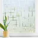 DOWELL Window Privacy Film Frosted Glass Window Film, Sun Blocking Non-Adhesive Glass Cling, Decorative Door Sticker, Self Static-Cling Tint Covering for Home Office, Cross Pattern 35.4" x 157.5"