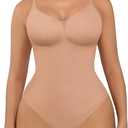 FeelinGirl Shapewear Bodysuit Tummy Control for Women Seamless Sculpting Snatched Waist Body Shaper Body Suit (Medium-Large, Ash Khaki)