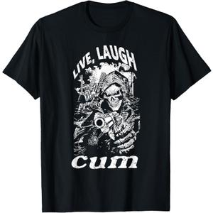 Live Laugh Cum Reaper Funny Vintage Goth Emo Gag T-Shirt T-Shirt (Small, Black)