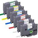 6Pack Replacement for Brother P Touch Label Tape TZe231 131 431 531 631 731 12mm 0.47 Laminated Label Maker Tape MultiColor Work for PTD210 H110 D220 D410 D600, Clear/White/Red/Blue/Yellow/Green