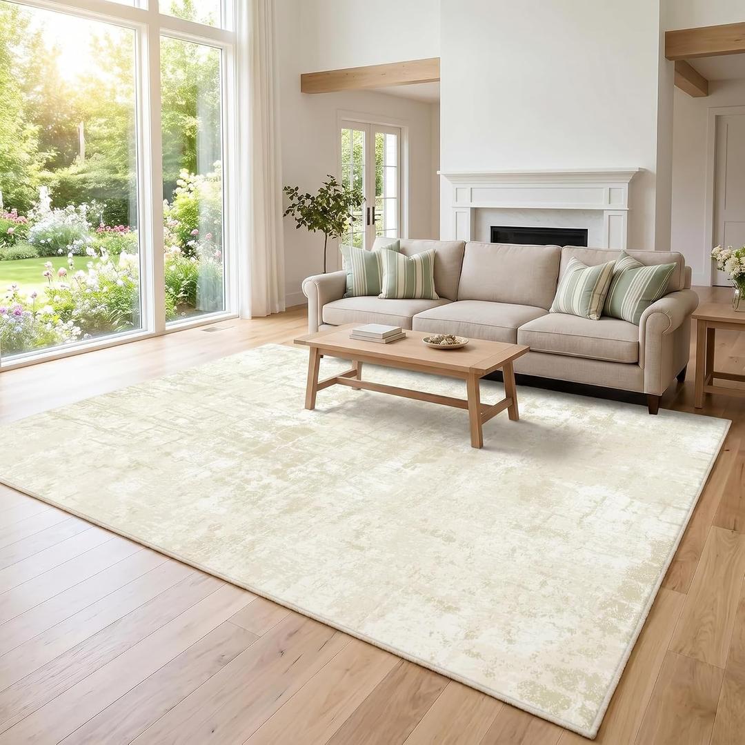 jxgzyy Washable Area Rug 8x10, Non Slip Carpet, Beige Green Style