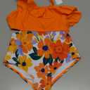 Girls One Piece Swimsuits Cutout Ruffle Bathing Suit Quick Dry Beach Swimwear with Adjustable Strap  (6-7 Years, Orange Floral)