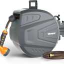 Retractable Hose Reel 1/2" X 100ft Garden Hose Reel,Auto Rewind/Self-Locking System/Wall Mounted/180°Pivot Bracket With 9- Function Sprayer Nozzle For Garden Lawn Garage watering