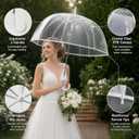Wedding Umbrellas for Guests 12 Pack Bulk, Clear Transparent Umbrella Wholesale for Rain, 46in Large Windproof Dome Umbrellas, Outdoor Events Lot
