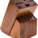 RedCall Universal Knife Block Holder,Large Wood Bamboo Knife Block without Knives,14 Slot Universal Knife Holder Countertop,Butcher Block Knife Storage Organizer for Kitchen (Brown)