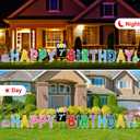 Yerliker 16 Pcs Happy Birthday Yard Signs with Stakes, 32.8 ft LED Lights, 42 Pcs Number Stickers, 13.4 Inch Letters Signs for Birthday Party Supplies Yard Lawn Outdoor Decoration(Colorful)