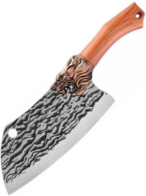 Meat Cleaver,Cleaver Knife, Stainless Steel Forged Kitchen Knife Hammer Pattern Slicing Knife Household Meat Cleaver Cutting Kitchen Knife Chopping Knife (Color : A knife)
