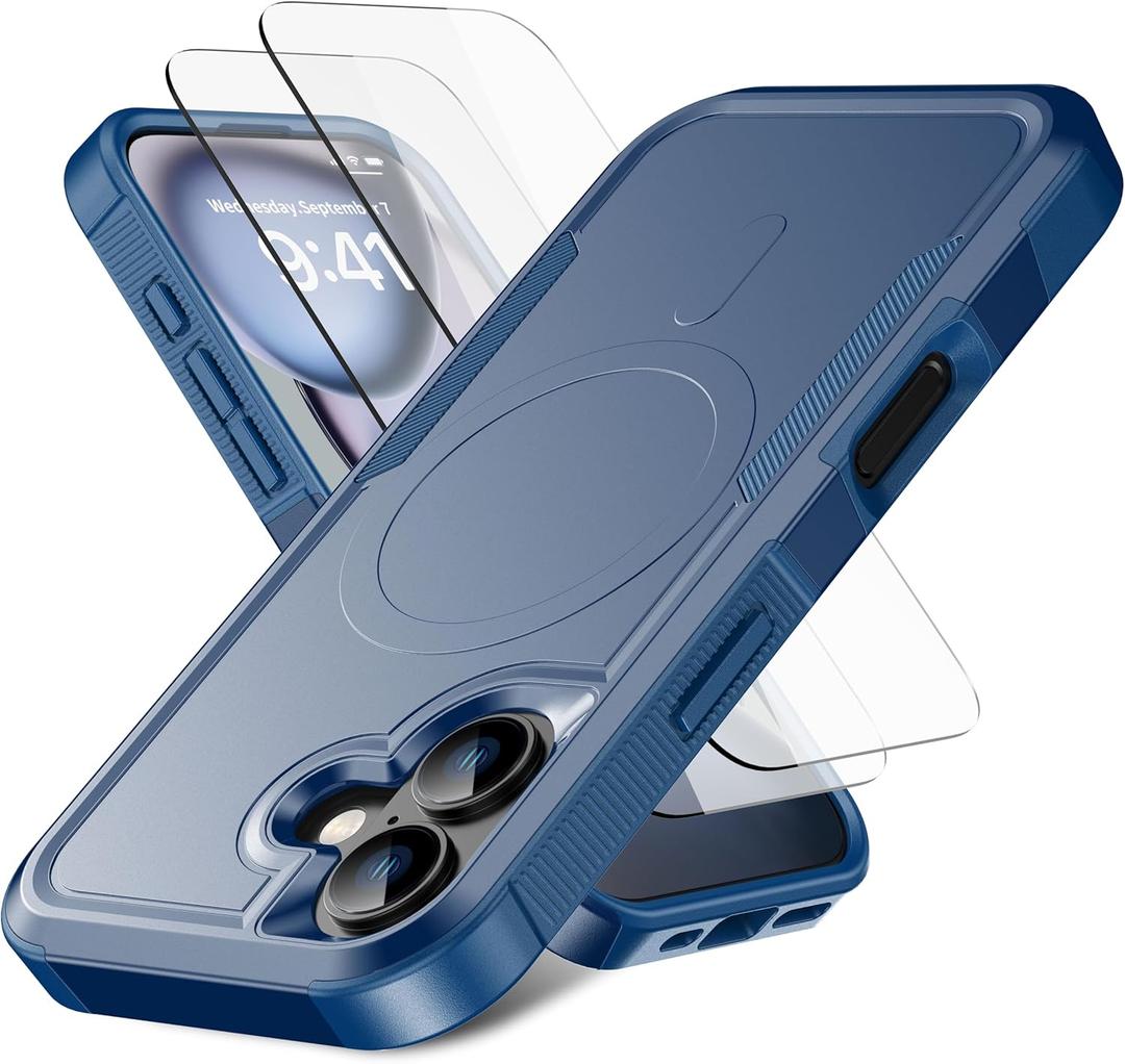 Magnetic for iPhone 17 Case [Compatible with MagSafe] [Shockproof] [Heavy Duty Protection] Pocket-Friendly & Tough Non-Slip Protective Phone Cover for iPhone17 6.3", Blue
