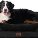 EHEYCIGA Orthopedic XXL Dog Bed for Large Sized Dog, 52x41x8 Inch Extra Large Memory Foam Dog Couch Bed with Sides, Waterproof Liner & Washable Removable Cover, Bolster Pet Sofa, Black