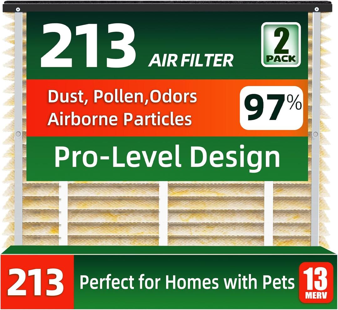 2 Pack 213 Air Filter Replacement, Help Reduce Odor, Humidity Resistance & Dust Capture, Compatible with AprilAire Whole House Air Purifiers,20x25X4 Furnace Filter