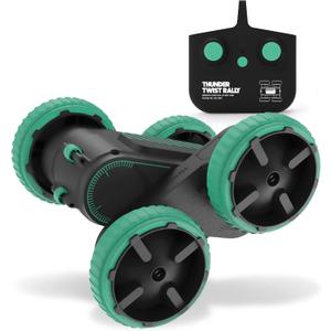 Sharper Image Thunder Twist Rally - RC Stunt Car with Rechargeable Battery, High-Speed 360 Stunts, Double-Sided Driving, 2.4 GHz Remote Control, LED Lights, Flips & Spins Rotating Car Kids Toy Gift
