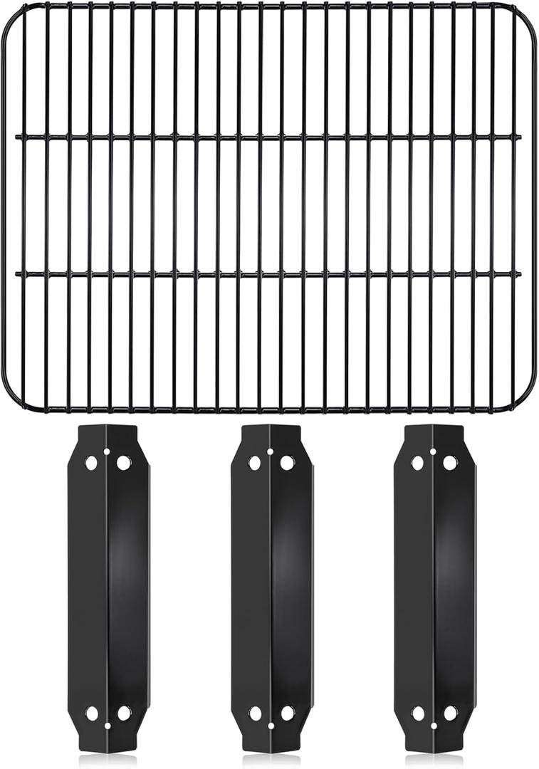 Hiorucet Grill Replacement Parts for Dyna-Glo Grill 3 Burner DGC310CNP-D DGC310RNP-D DGC310BNP-D DGB300CNP, Porcelain Steel Grill Grate, Heat Plate for Dyna-Glo 3-Burner Open Cart Propane Gas Grill