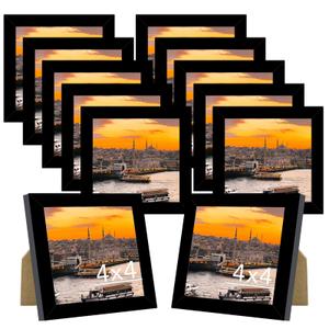 JCJMY 12 Packs 5x7 Picture Frames Bulk, Display 4x6 with Mat or 5x7 Without Mat, Black Gallery Frame Set, 5 by 7 Frames Bulk Set of 12, Collage Wall Decor Photo Frame Set for Wall and Tabletop, Black