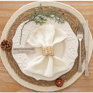 Keketoarrange Cheesecloth Napkins 17x17 Inches Cloth Napkins Handmade Washable Reusable for Dinner Wedding Baby Bridal Shower Party Boho Decorations Bulk Set of 5  Ivory Cream White