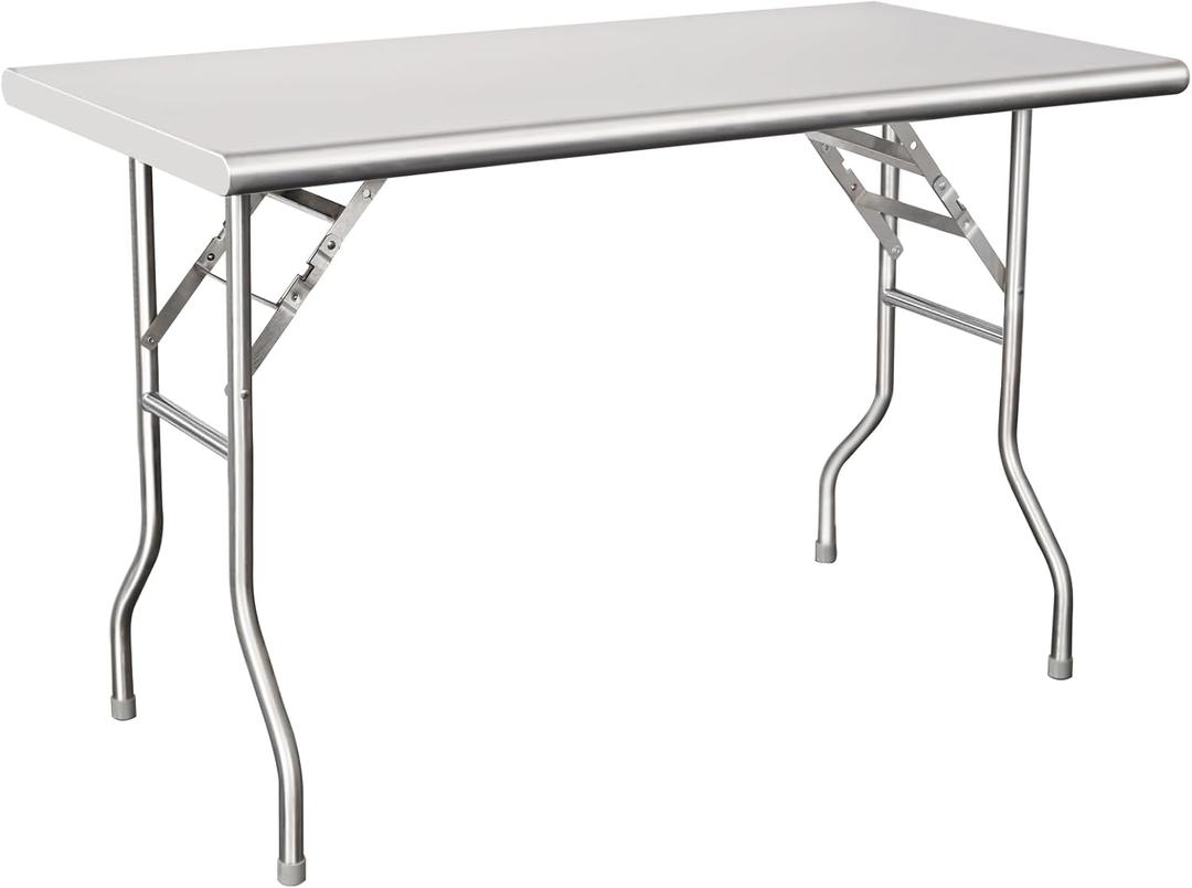HARDURA Folding Stainless Steel Table 24X48 Inches with Legs NSF Commercial Portable Folding Prep Table for Restaurant Kitchen Home and Hotel