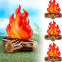 Sumind 4 Pieces of 12 Inch Inflatable Campfire Props Fake Camping Party Campfire Party Scene Decoration, Indoor and Outdoor Camping Game Props Fire Inflatable for Boys Firewood Toys