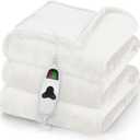 Heated Blanket Electric Blanket,72" x 84" Full Queen Size Heating Blanket,Thick Warming Plush Electric Lap Blanket Gifts for Women,Mom,Grandma with 5-Position Timer &10 Heating Levels,White