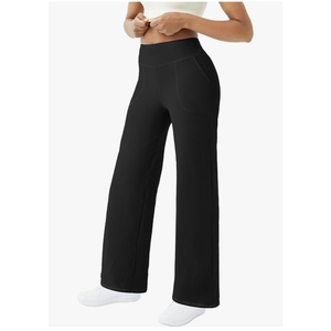 FireSwan Wide Leg Yoga Pants Women Stretch Dress Lounge Pants with Pockets High Waisted Loose Casual Trousers Small 4/6