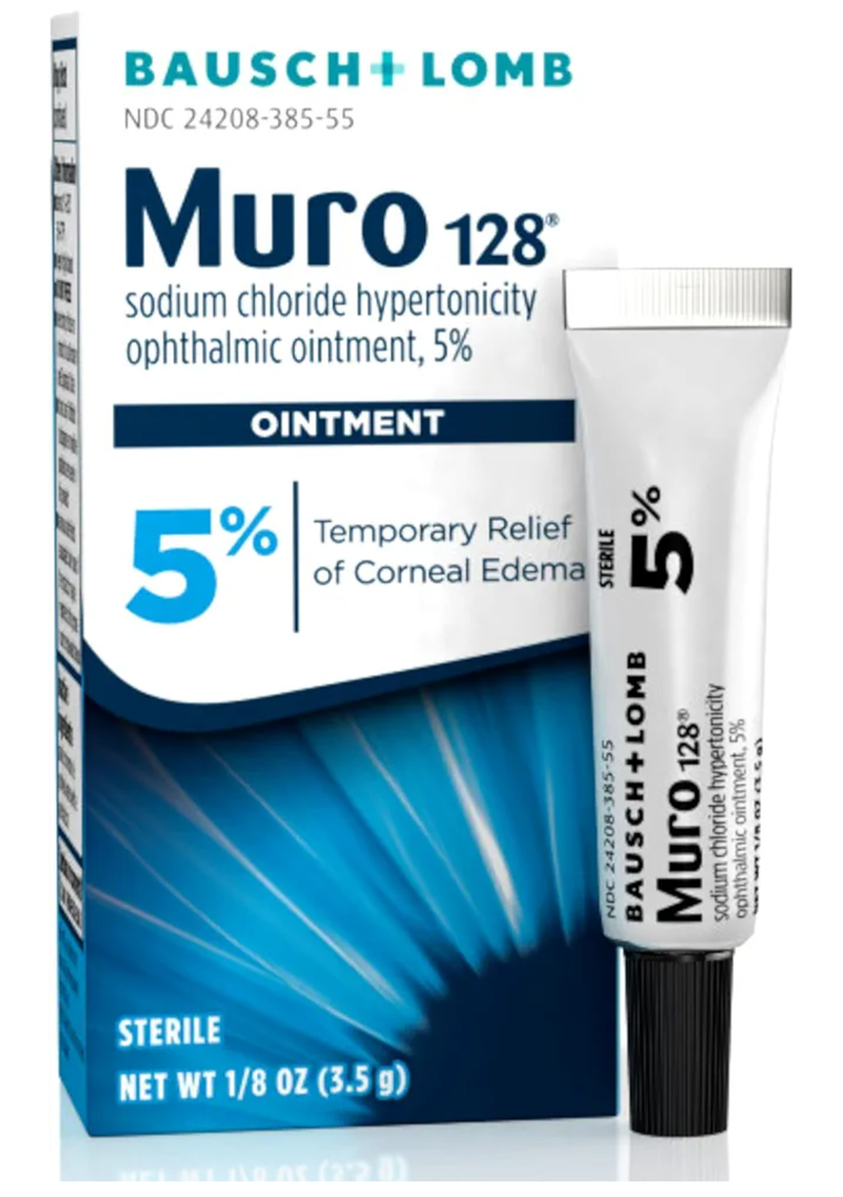 Muro 128 Ointment, Temporary Relief of Corneal Edema, Eye Care, Sodium Chloride Hypertonicity Ophthalmic 5% Ointment , 0.12 Oz