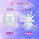 6Pcs 4D Iridescent Sphere Balloons 22 Inch Holographic Balloons for Birthday Party, Rainbow Mermaid Party Decoration Balloon, Summer Holiday Pink Party Balloons for Girls