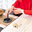 1pc Paperweight Drawing Weightpaper Mini Decor Chinese Painting Brush Rest Calligraphy Painting Supplies Office Desk Decor Writing Supply Man Penholder Brass