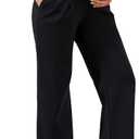 Ecavus Women's Wide Leg Maternity Pants with Pockets - Stretchy Over The Belly Pregnancy Casual and Work Trousers (XX-Large, Black)