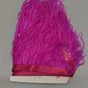 Ostrich Feathers Sewing Fringe Trim Ribbon for Crafts Clothes Accessories Latin Wedding Dress DIY  (5 Yards, Fushia/Rose Pink)