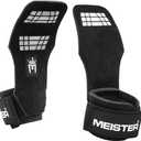 Meister Elite Leather Weight Lifting Grips w/Gel Padding (Pair) (Small-Medium)