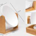 YEAKE Vanity Makeup Mirror with Natural Bamboo Stand, 8 Inch Double Sided 3X Magnification Swivel Mirror for Bathroom & Desk