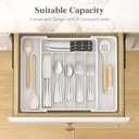 Lifewit Silverware Drawer Organizer, Expandable Utensil Tray for Kitchen, BPA Free Flatware and Cutlery Holder, Adjustable Plastic Storage for Spoons Forks Knives, 10.9"-17.5" x 13.7", White