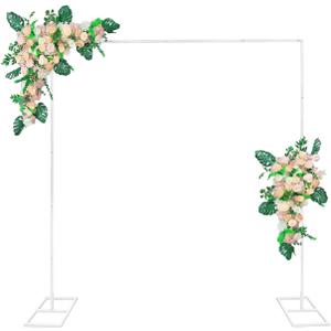 6.6FT White Metal Wedding Arches for Ceremony Square Balloon Arch Stand Rectangular Backdrop Stand for Anniversary Birthday Party Bridal Shower Home Indoor Outdoor Decoration