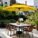AreShark 9FT 2 Tiers Patio Umbrella with Crank and Tilt, Yellow